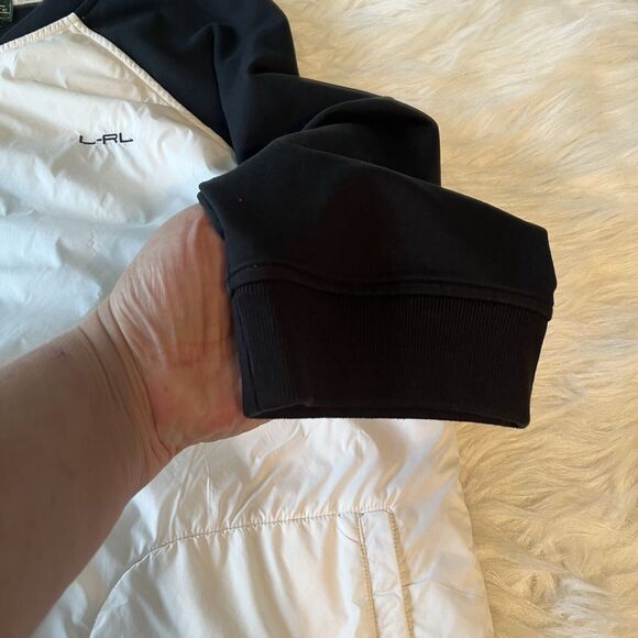 LAUREN RALPH LAUREN L-RL Black White Colorblock Cotton Blend Logo Track Jacket - Picture 11 of 12